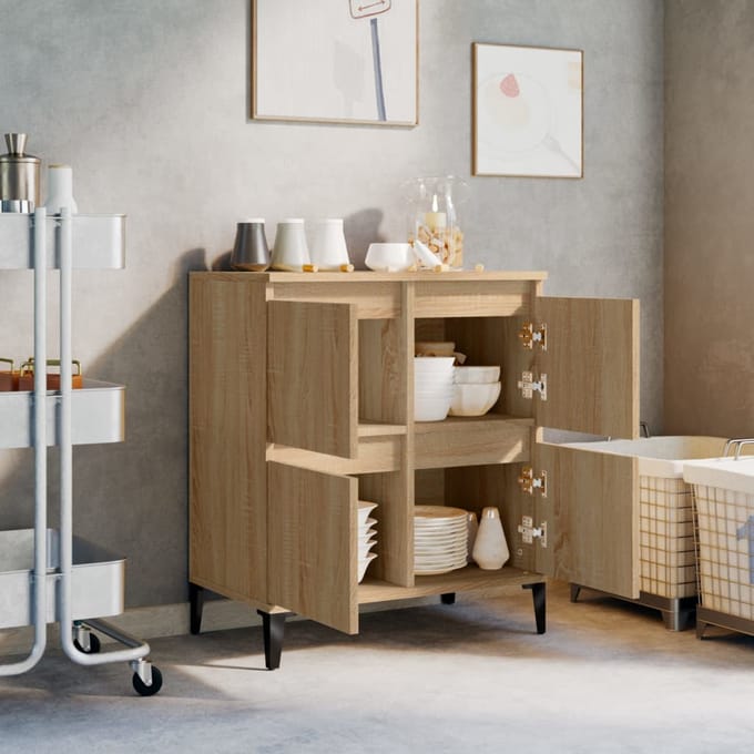vidaXL - Dressoir - 60x35x70 - cm - bewerkt - hout - sonoma - eikenkleurig