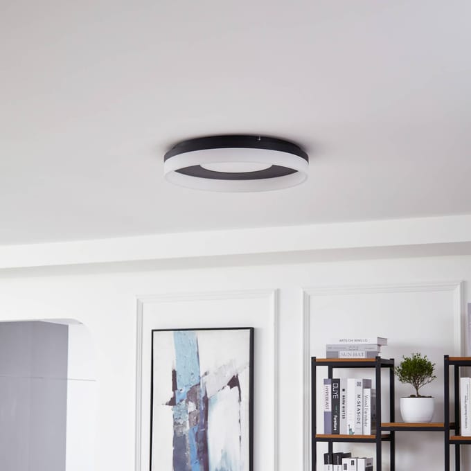 Lucande Slimme plafondlamp Squillo zwart Tuya RGBW CCT