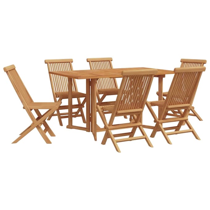 vidaXL - Tuin - Eettafel - Set - 7 - st - Bruin - Massief - Teakhout