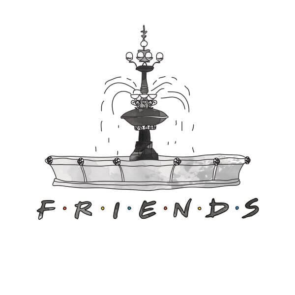 Friends Fountain Sketch dames t-shirt - Wit - M