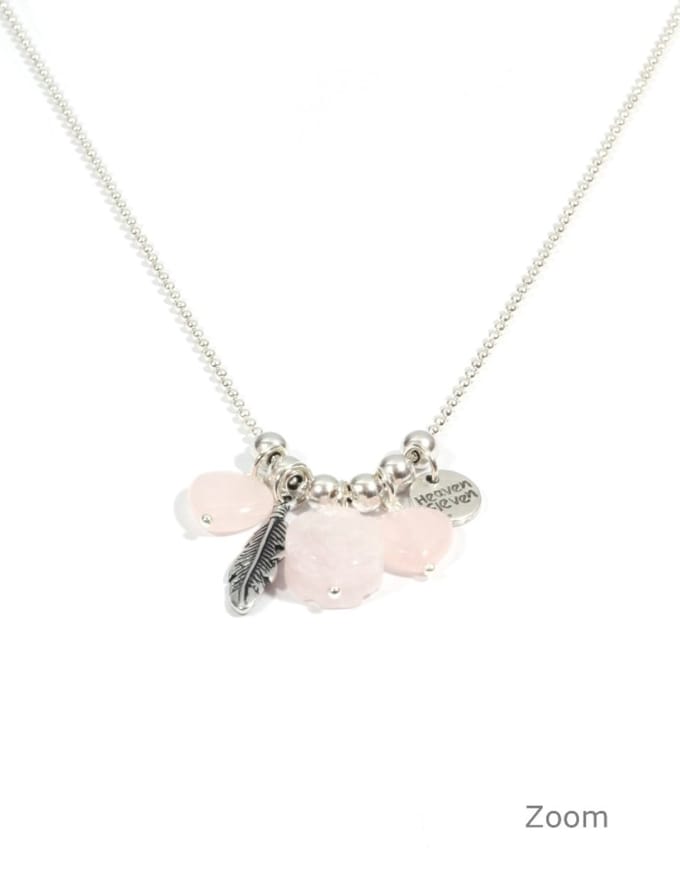 Heaven Eleven dames Ketting ballchain - - rozequartz hart en kralen