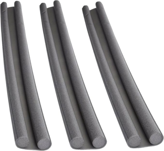 Tochtstrip - 3x - tochtwering - grijs - foam - 93 x 3 cm - deur tochtstopper