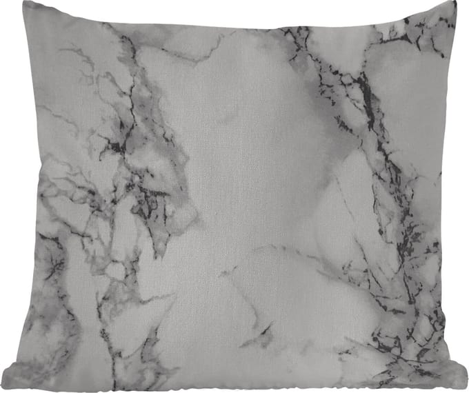 Buitenkussen - Marmer - Steen - Wit - Grijs - Zwart - Marmerlook - 45x45 cm - Weerbestendig