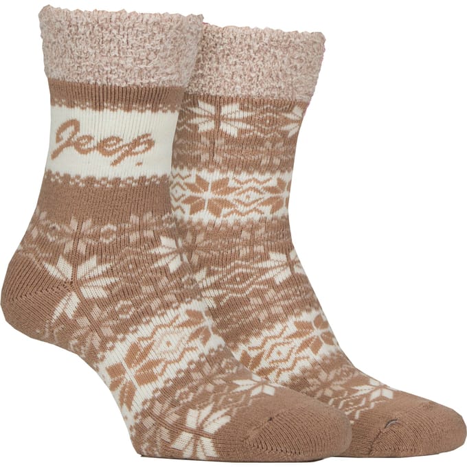 2 Paar Dames Thermische Patroon Fair Isle Sokken Warme Wintersokken