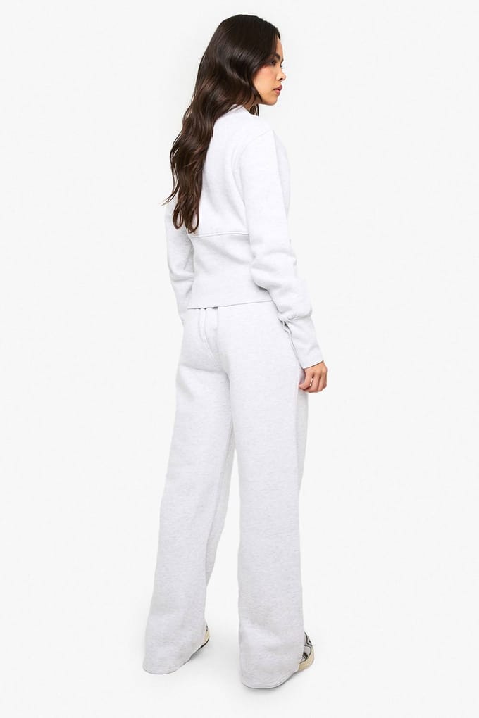 boohoo Dames Diepe zoom Popper Bomber Sweatshirt Trainingspak | Asgrijs | Maat: Small