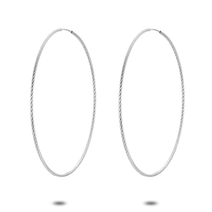 Twice As Nice Oorbellen in zilver, oorringen, 65 mm, gebeiteld