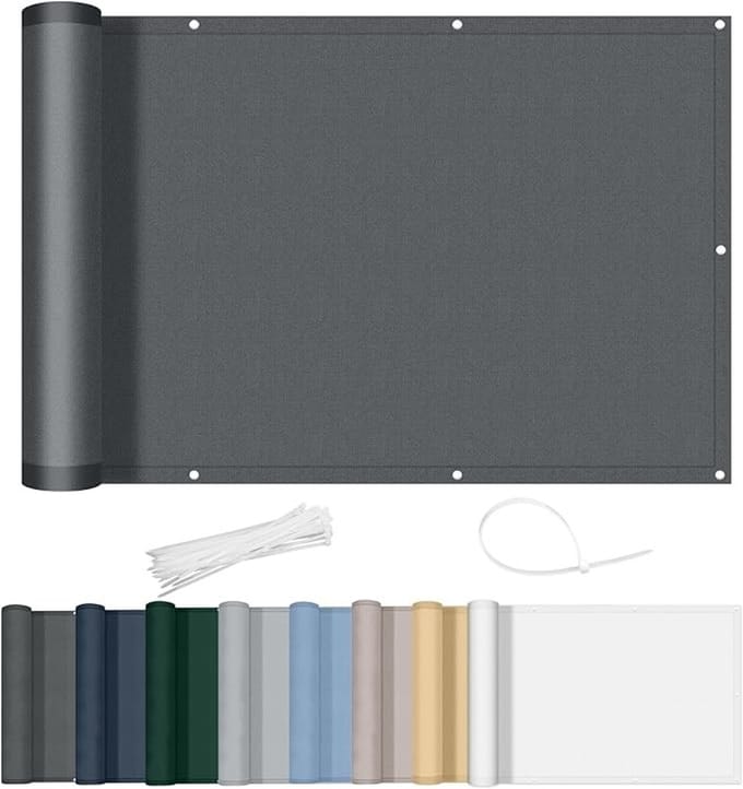 Balkonscherm 100x500 cm - Waterdicht Privacy Scherm met Oogjes - Antraciet