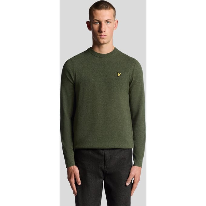 Round Neck Wool Blend Knitwear with Long Sleeves - Green Sweaters