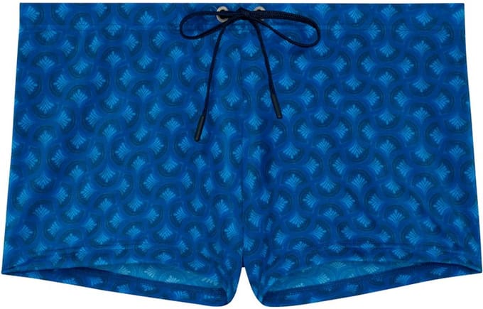 HOM - Trinacria Swim Shorts - Navy Print - mannen - M