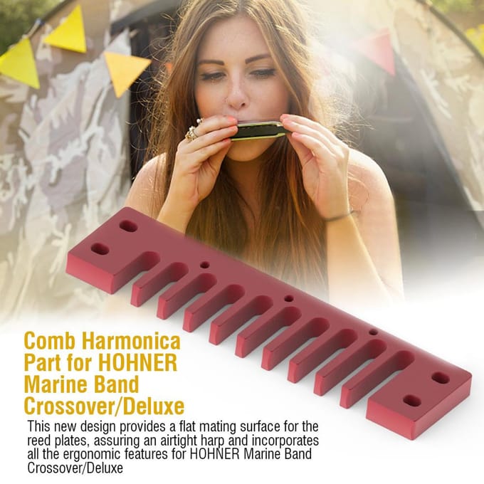 Kam van aluminiumlegering voor Hohner Marine Band Crossover Deluxe (Rood) brown