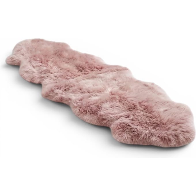 Echte schapenvacht Rosa Roze Dubbele Natuurlijke Fluffy Silky Zachte Echte Wollen Tapijt