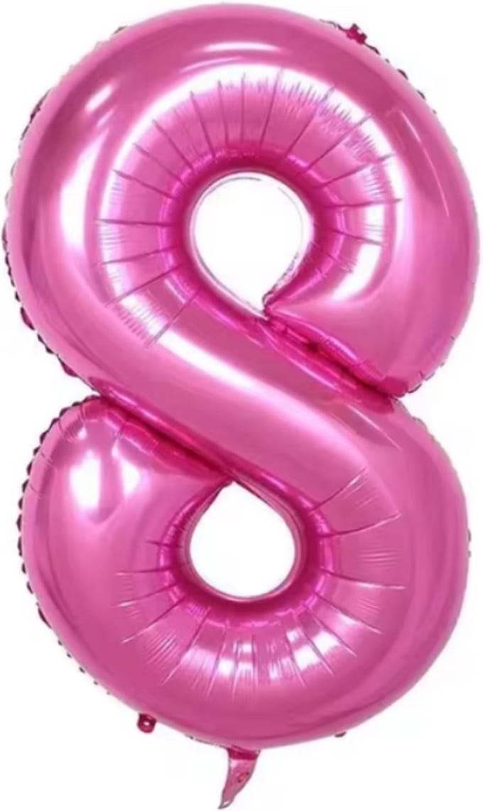New Age Devi - Cijferballon - Folieballon - 70cm - Fuchsia - Cijfer 8