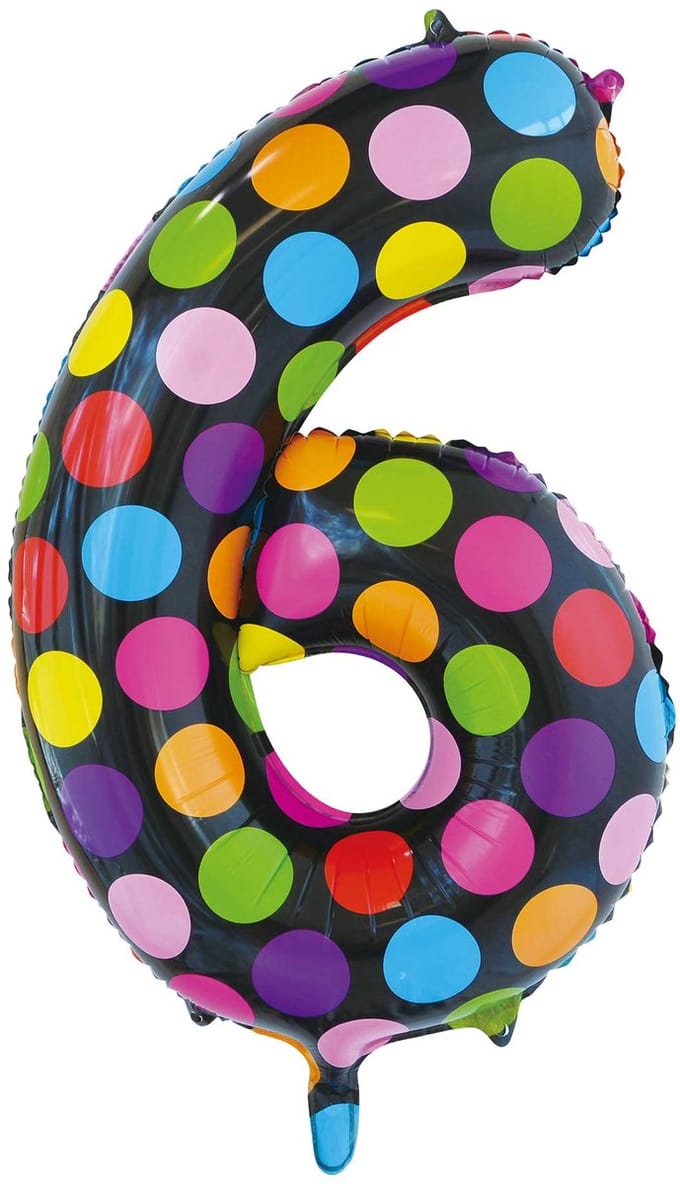 Folie Ballon Cijfer 6 Stippen XL 86cm