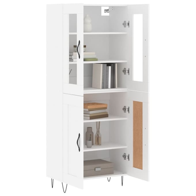 vidaXL - Hoge - kast - 69,5x34x180 - cm - bewerkt - hout - wit