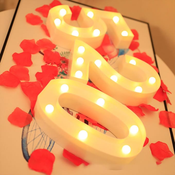 Panneau lumineux LED avec chiffres, lampe de nuit, blanc chaud, effet de lumière constante, 2 *