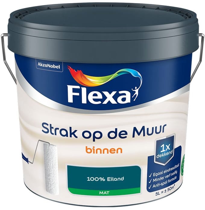 Flexa - Strak Op De Muur Binnen Mat - 100% Eiland - Mengverf - 5 L