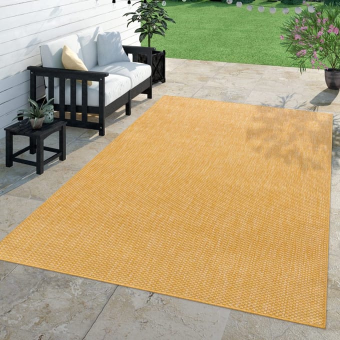 Tapijt Buiten Woonkamer Eetkamer Balkon Weerbestendig 60 x 100 cm Rechthoek 60 x 100 cm Rechthoek geel