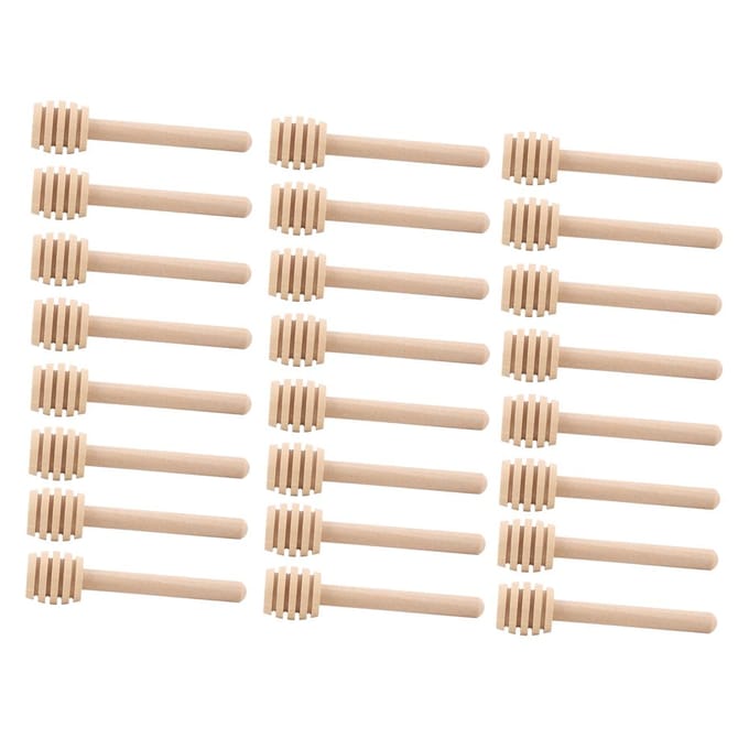 24 PIÈCES Cuillère à miel en bois légère Bâtonnet agitateur beige