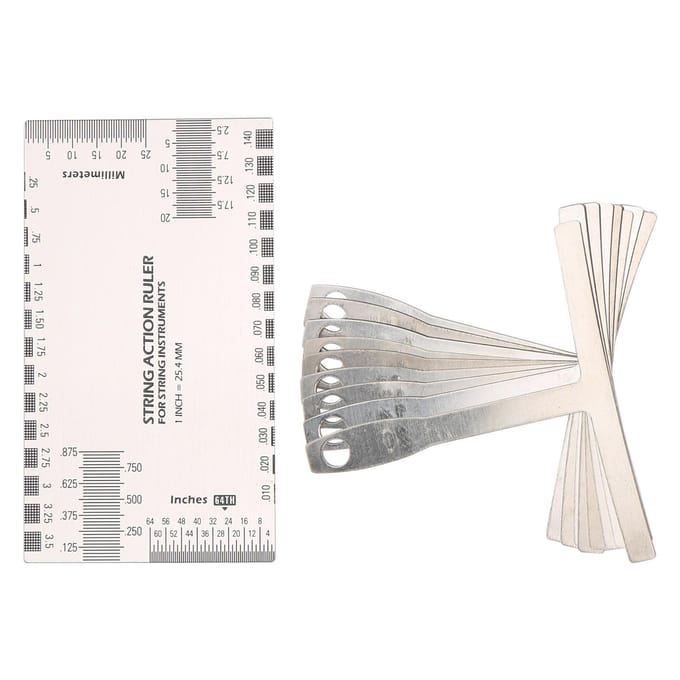 Jeu d'outils de mesure pour guitare basse, règle de mesure, jauge de rayon, pas et hauteur des cordes white