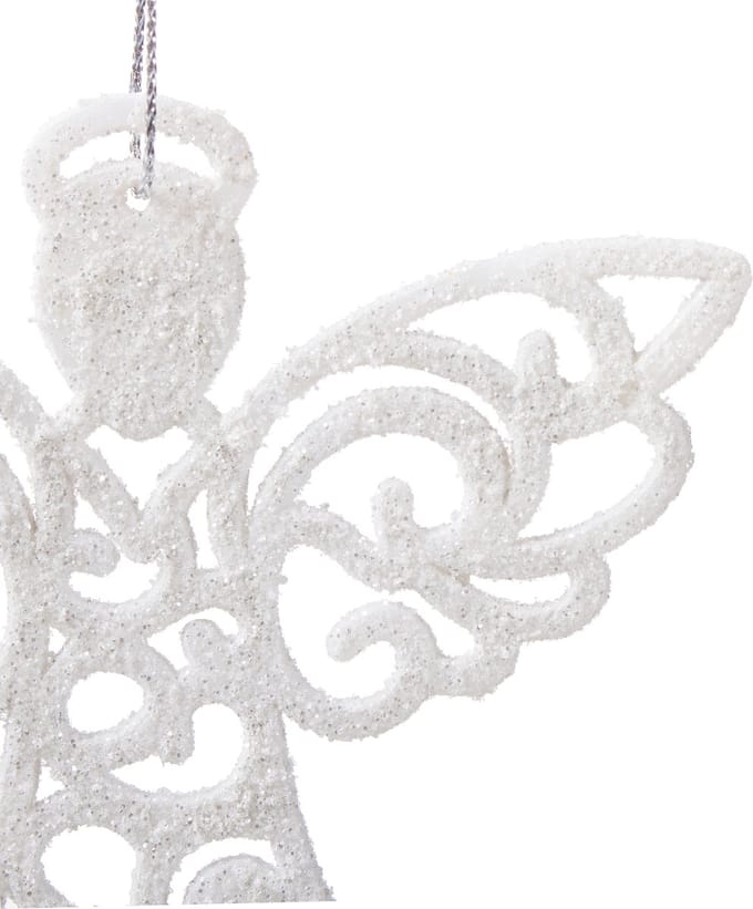Springos Kersthanger | Engel | Kerstboomhanger | Wit | Glitters | Kunststof | 10 cm | 3 Stuks