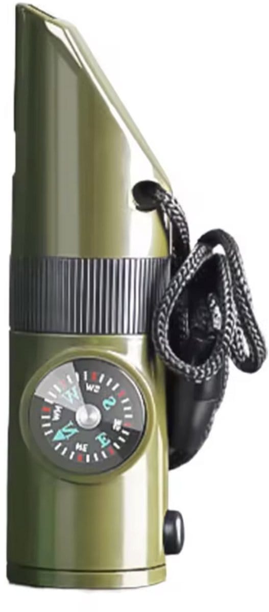 Survival gadget - 7-in-1 tool - Survivalketting - Kompas - Noodfluit - Vergrootglas - Spiegelreflector - Thermometer - CHPN