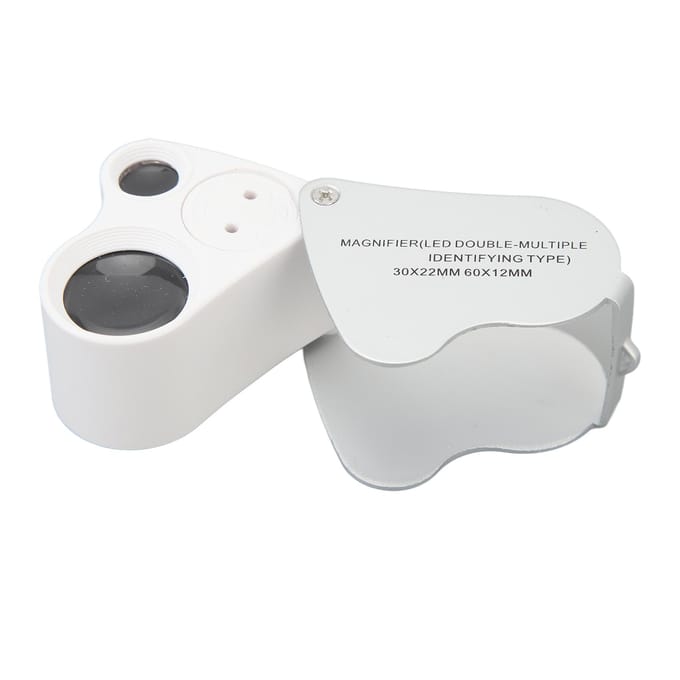 Microscope de poche mini portable à double lentille 30X 60X Lumière LED Loupe à main Mini poche