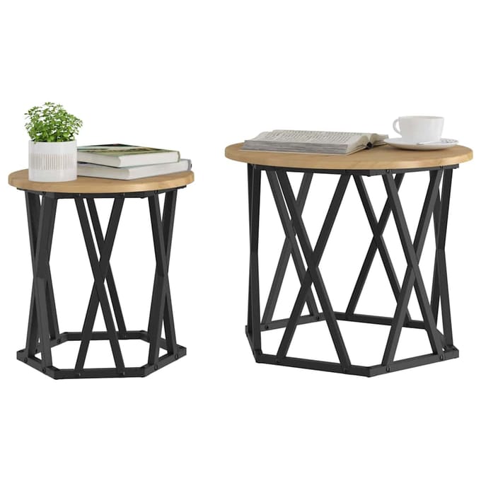 vidaXL - Bijzettafel - 2 - st - Artisan - Eiken - 50 - x - 50 - x - 40 - cm