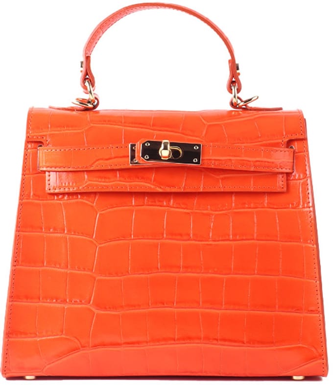 Giuliano lederen schoudertas Florine - Kroko - Made in Italy - Dames - Oranje