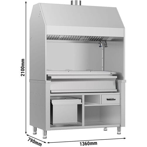 GGM Gastro Holzkohlegrill BERLIN - 1360mm - Edelstahl Zilver