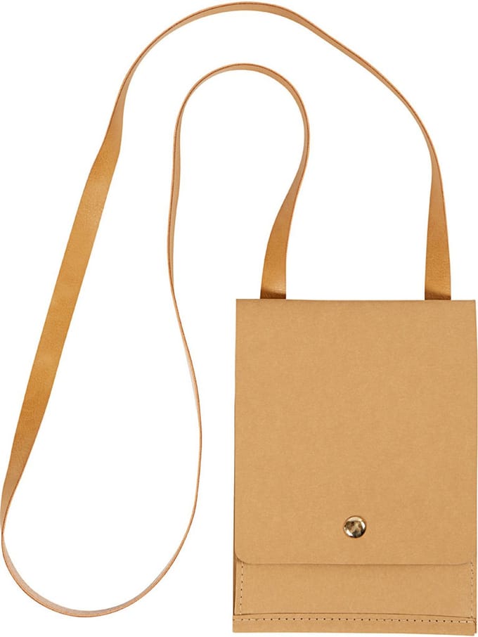 Faux Leather Schoudertas, H: 18 cm, L: 13 cm, 350 gr, lichtbruin, 1 stuk