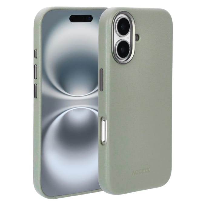 Accezz Hoesje - Geschikt voor iPhone 16 - geschikt voor MagSafe Leather Backcover - Light Grey