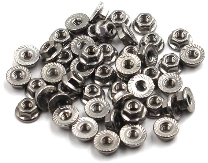 M4 Flensmoeren, Hex Lock Moeren van 304 RVS, Set van 100, Duurzaam, Roestvrij, Voor Bevestiging
