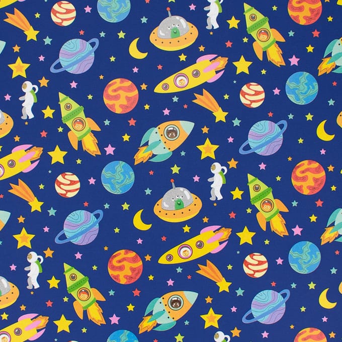 100 meter stoer inpakpapier met monsters - blauw cadeaupapier