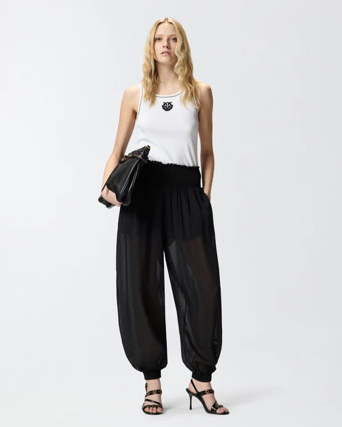 Vrouwenbroek Pinko - bore viscose voile broek - zwart