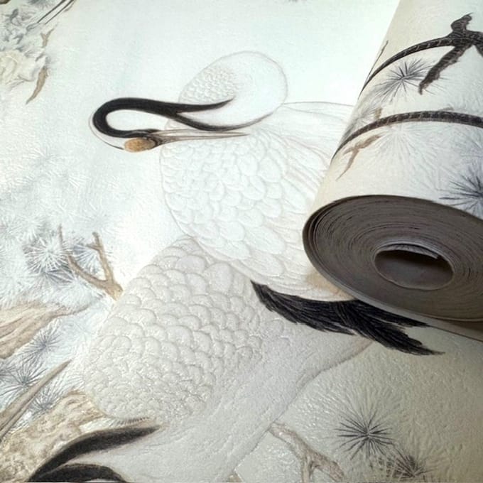 kraanvogel dieren vinyl Japans behang tapete 7686-36