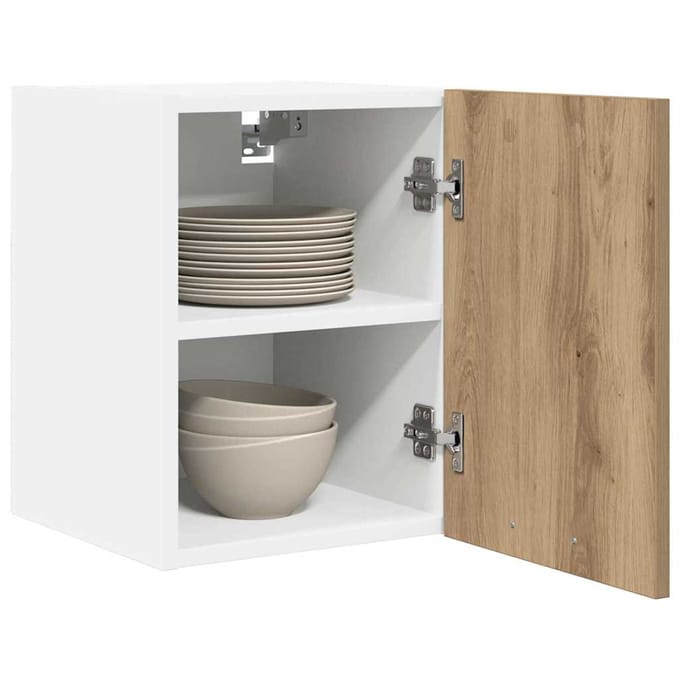 vidaXL - Hangkast - 2 - st - Ambachtelijke - Eik - en - Wit - Bewerkt - hout