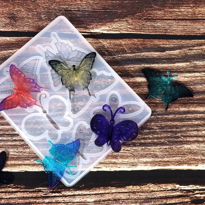 Moule papillon en Silicone, bricolage, artisanat, moules en époxy pour boucle d'oreille, collier, pendentif, broche, accessoires blanc