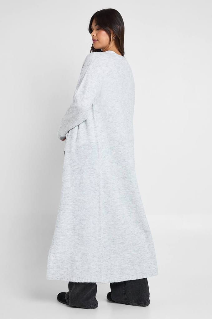 boohoo Dames Superzachte Longline Gebreide Maxi Cardigan | Grey | Maat: Small