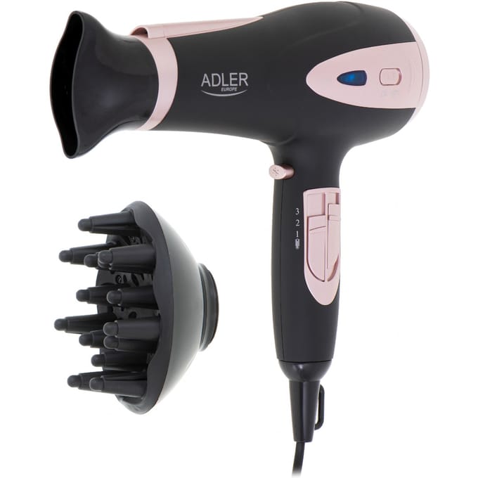 Adler haardroger AD 2248 2200W ionisatie koude-lucht diffuser Zwart
