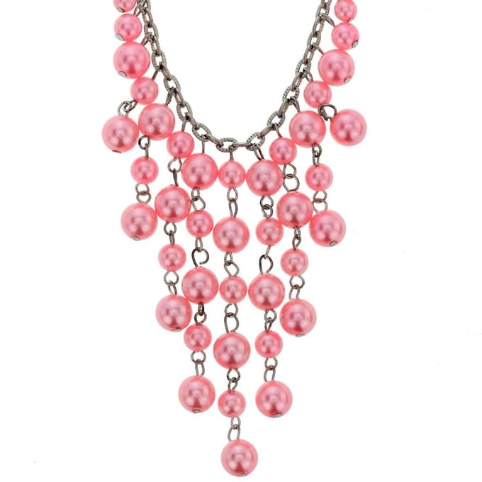 Behave - Roze parelketting met hanger - Nikkelvrij - Modeketting 40 cm