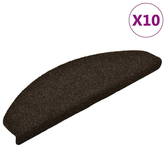vidaXL - Trapmatten - Zelfklevend - 10 - st - 65x21x4 - cm - Donkerbruin - Halfrond - Groot