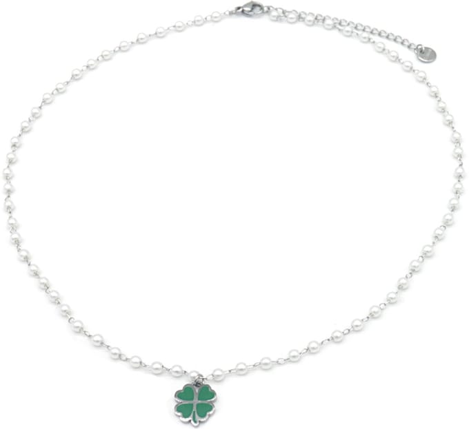 Ketting met Klaver - RVS - Lengte 39-44 cm - Zilverkleurig