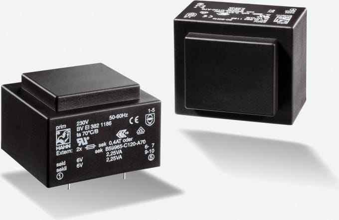 Hahn - set van 10x BV EI 382 1193 - PCB Transformator 4,5VA - primair 230Vac - secundair 15Vac - 300mA
