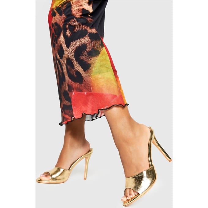 boohoo Dames Metallic Hakkenmules | Goud | Maat: 36