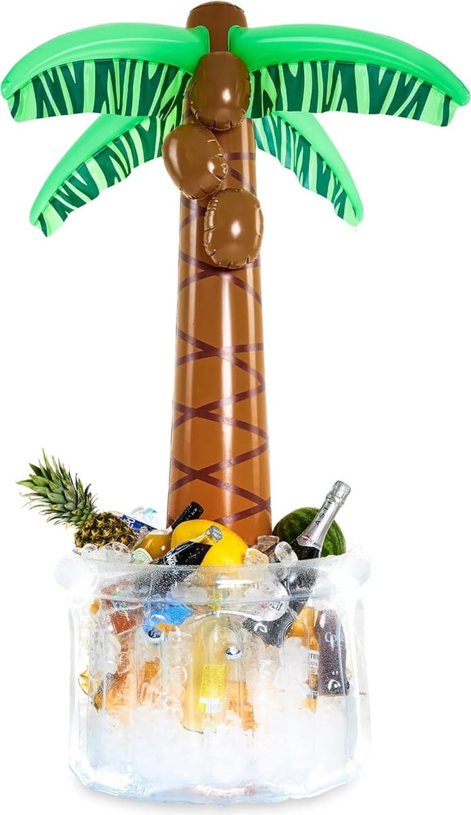 Opblaasbare drankkoeler met palmdesign, Tiki-feestaccessoires