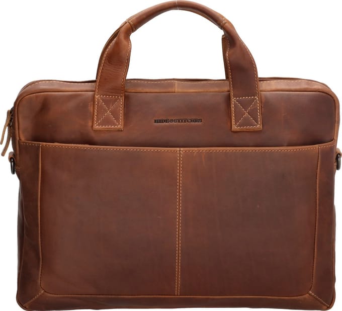 Hide & Stitches Japura Laptoptas 15,6 inch (34.5x19.4 cm) - 100% Leer - Cognac