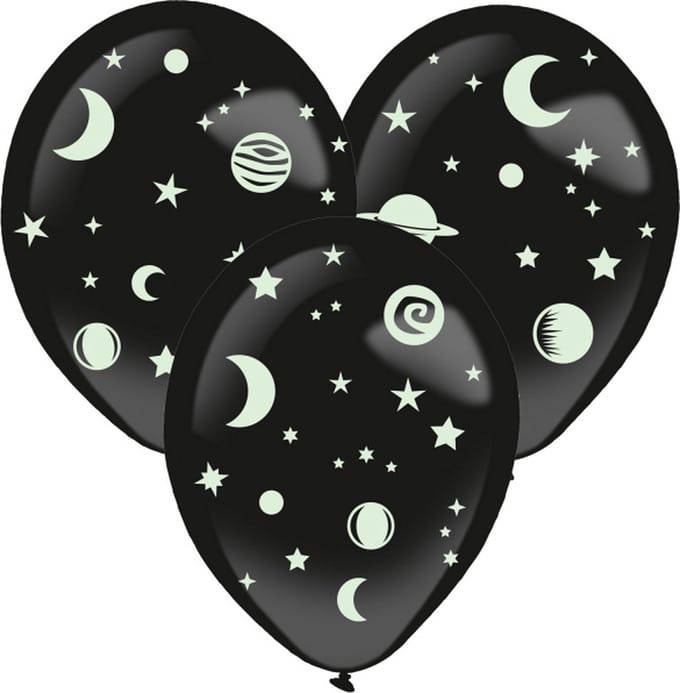 Amscan Ballonnen Glow-in-the-dark 35,5 Cm Latex Zwart 3 Stuks