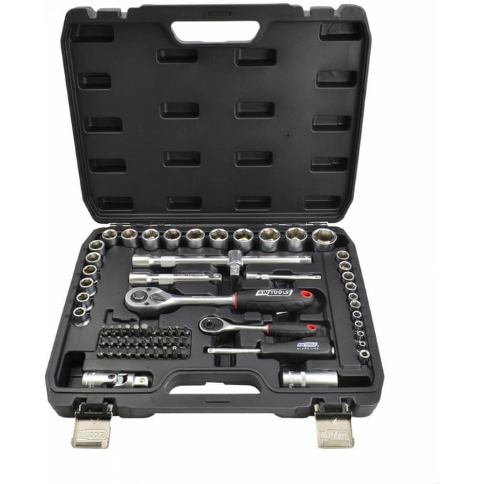 AWTOOLS 72-delige doppenset 1/2" & 1/4" Black Line