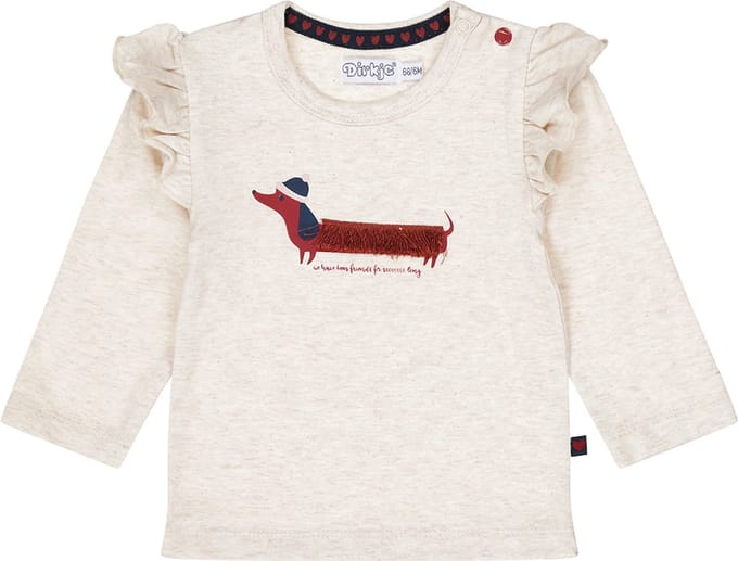Dirkje - Meisjes shirt - Beige melee - Maat 56