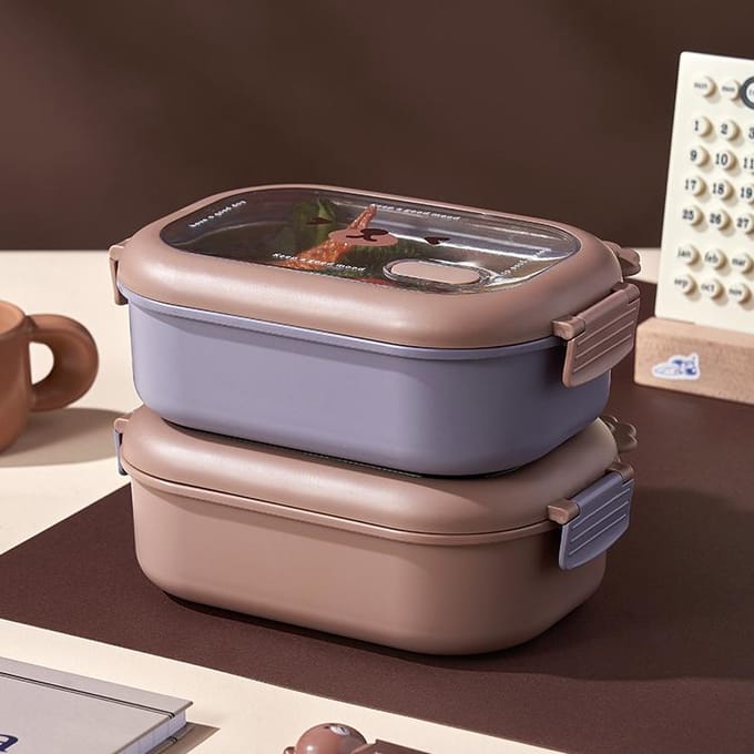 Draagbare lunchbox Roestvrijstalen compartiment Fruit Voedselbox Kind Student School Buiten Kamperen Picknick Bento Vershoudbox gray